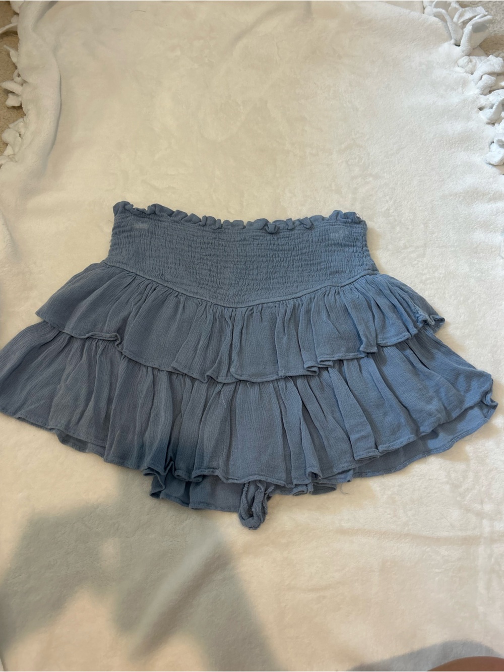Ruffled blue mini skirt